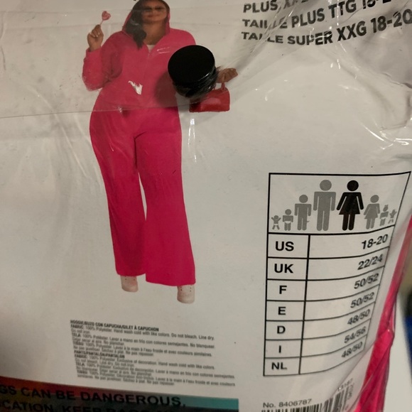 Couture Cutie Pink Track Suit Jumpsuit Size 2X 18-20 Halloween, Party, Costume - Picture 2 of 4